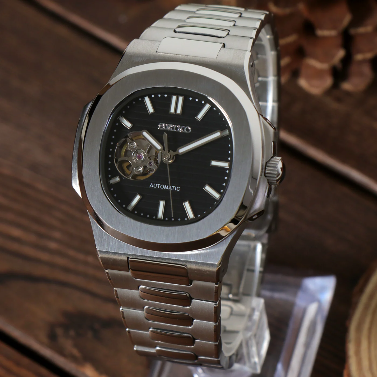 NAUTIKO | Silver Black Open Heart