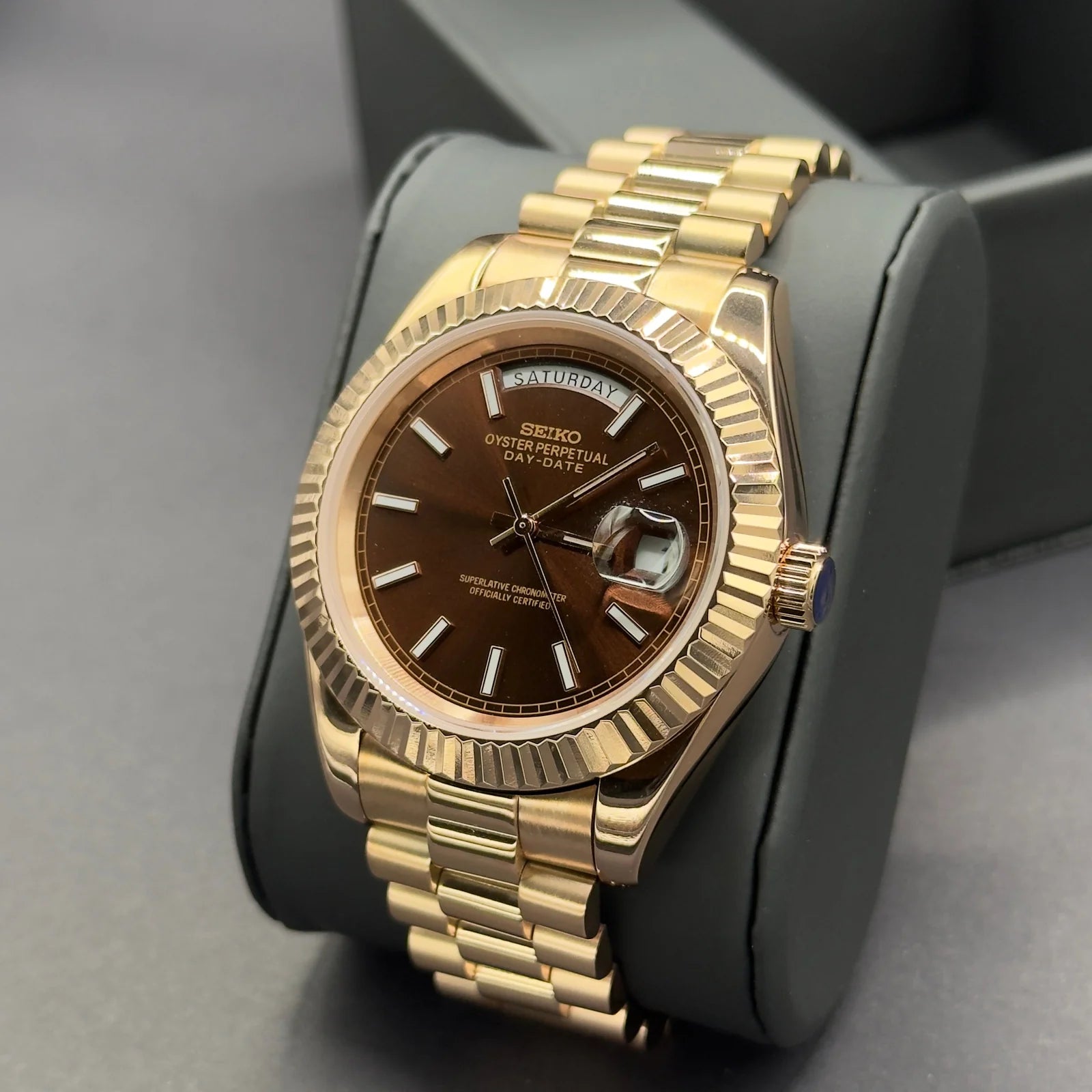 SEIKOJUST | Day-Date Rose Gold Chocolate