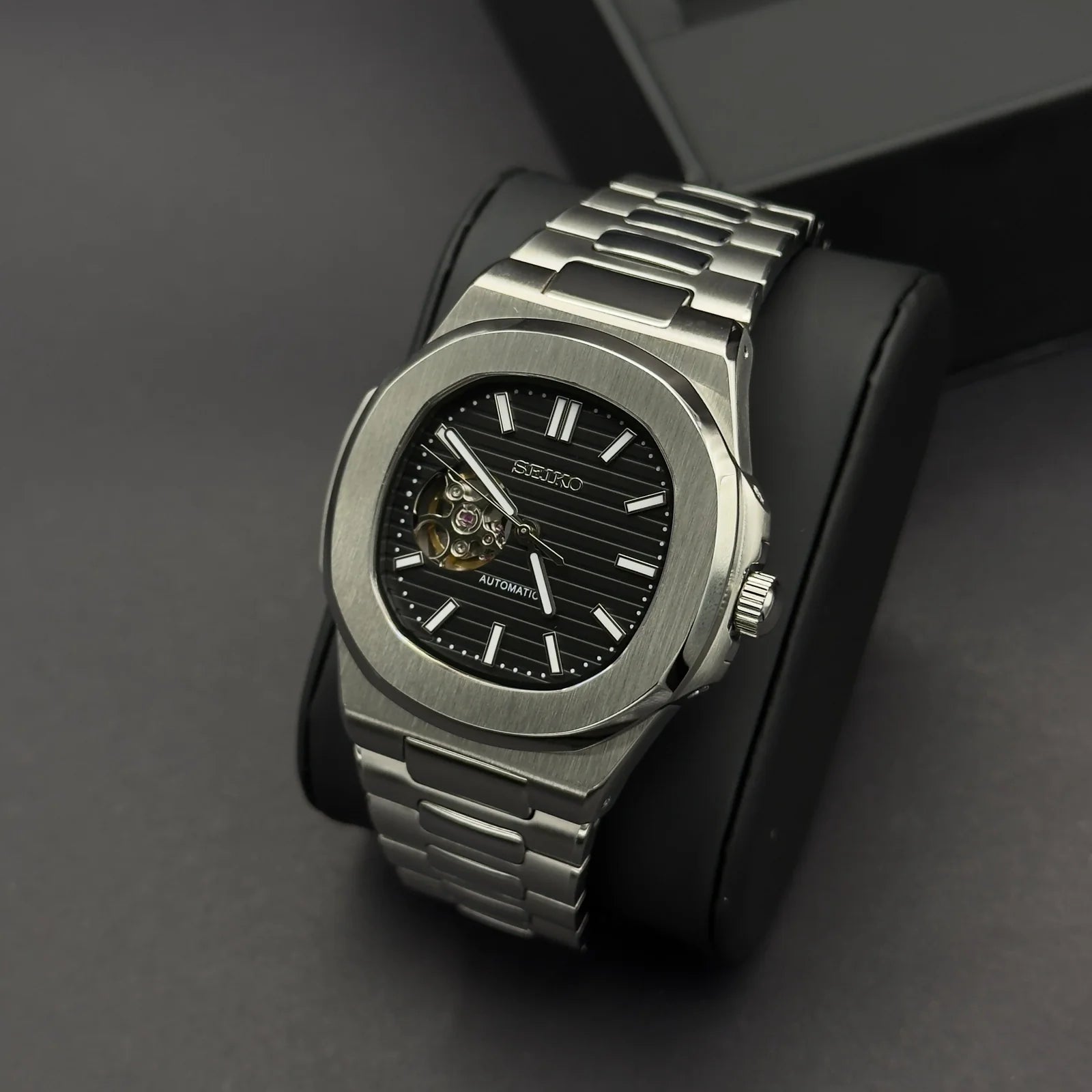 NAUTIKO | Silver Black Open Heart